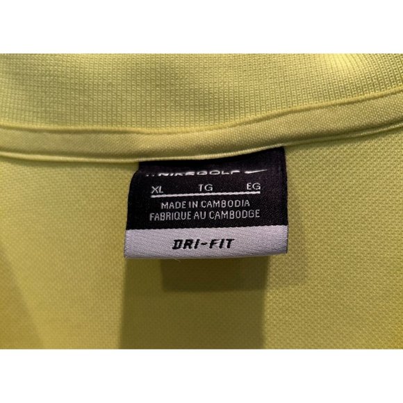 Nike Dri-Fit Golf Polo Shirt size XL, Chartreuse yellow green with White Trim - Picture 4 of 4